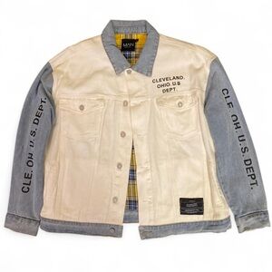 Boohoo White and Gray Denim Jacket